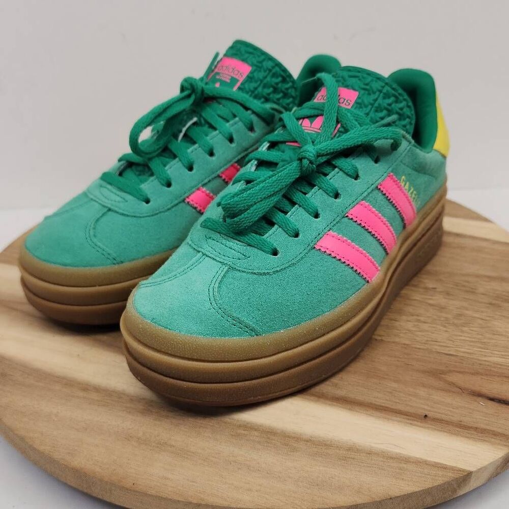 adidas Gazelle Bold Athletic Shoe - Court Green / Lucid Pink Womens Size 6 - Picture 6 of 11